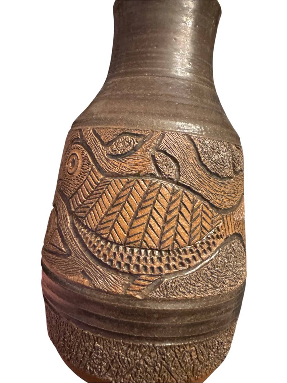 Vintage 1973 L&M Designs Haliburton Carved Bird Pottery Vase - Picture 3 of 4